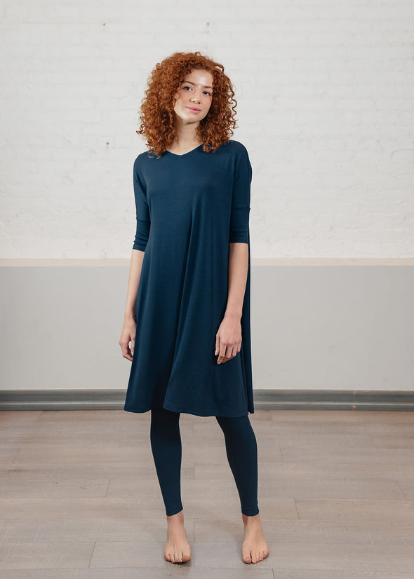 *FINE RIBBED* FROCK "CLASSIC" V-NECK (SAPPHIRE)