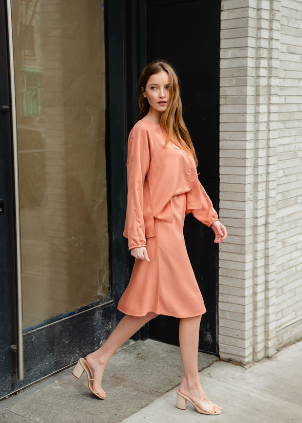 LUXE SKIRT MIDI (SANDY CORAL)
