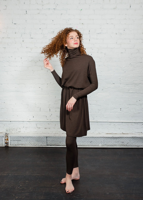 *FINE RIBBED* FROCK SQUARE TURTLENECK (CHOCOLATE)