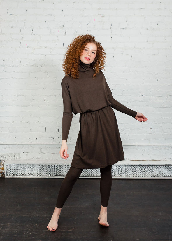 *FINE RIBBED* FROCK SQUARE TURTLENECK (CHOCOLATE)