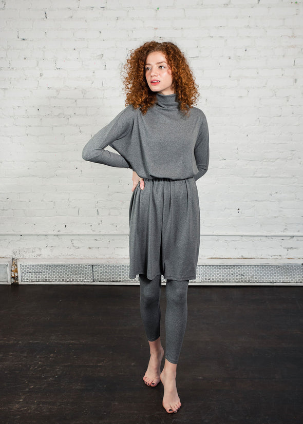*FINE RIBBED* FROCK SQUARE TURTLENECK (GRAY)