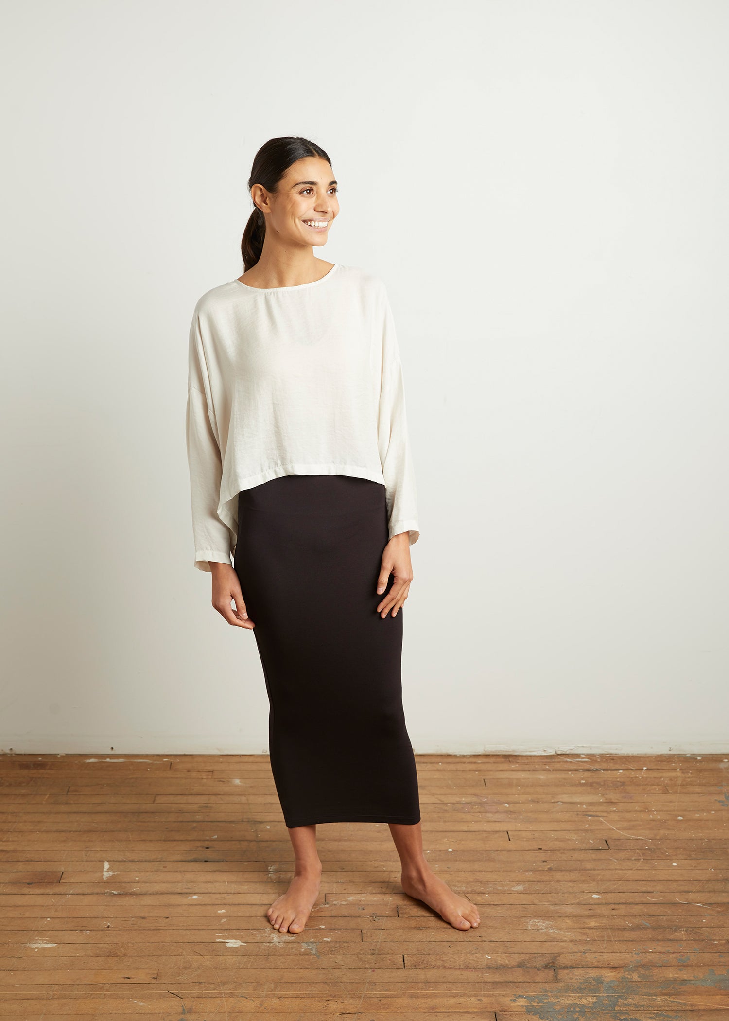 Aline tshirt material skirt with long leggings and combo hem | kampkloz